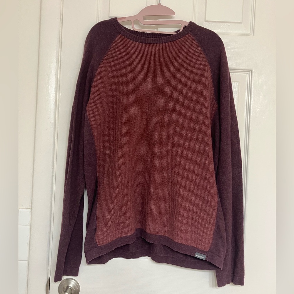Men’s Eddie Bauer Large Crewneck Sweater Maroon and Red